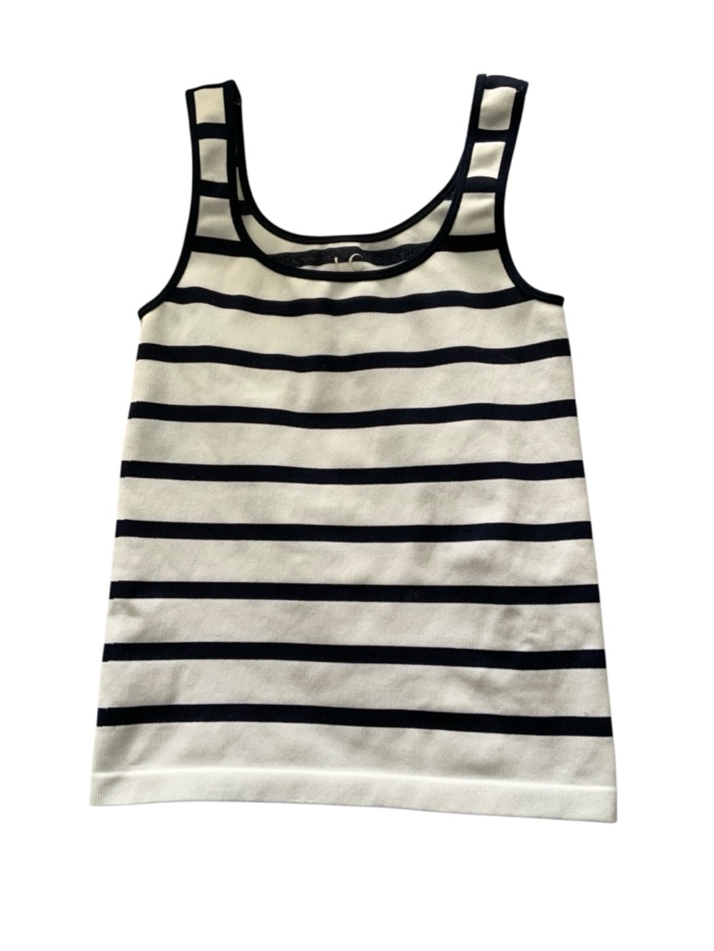 LC Couture Striped Scoop Neck Tank Top in White and Navy, Sz S/M